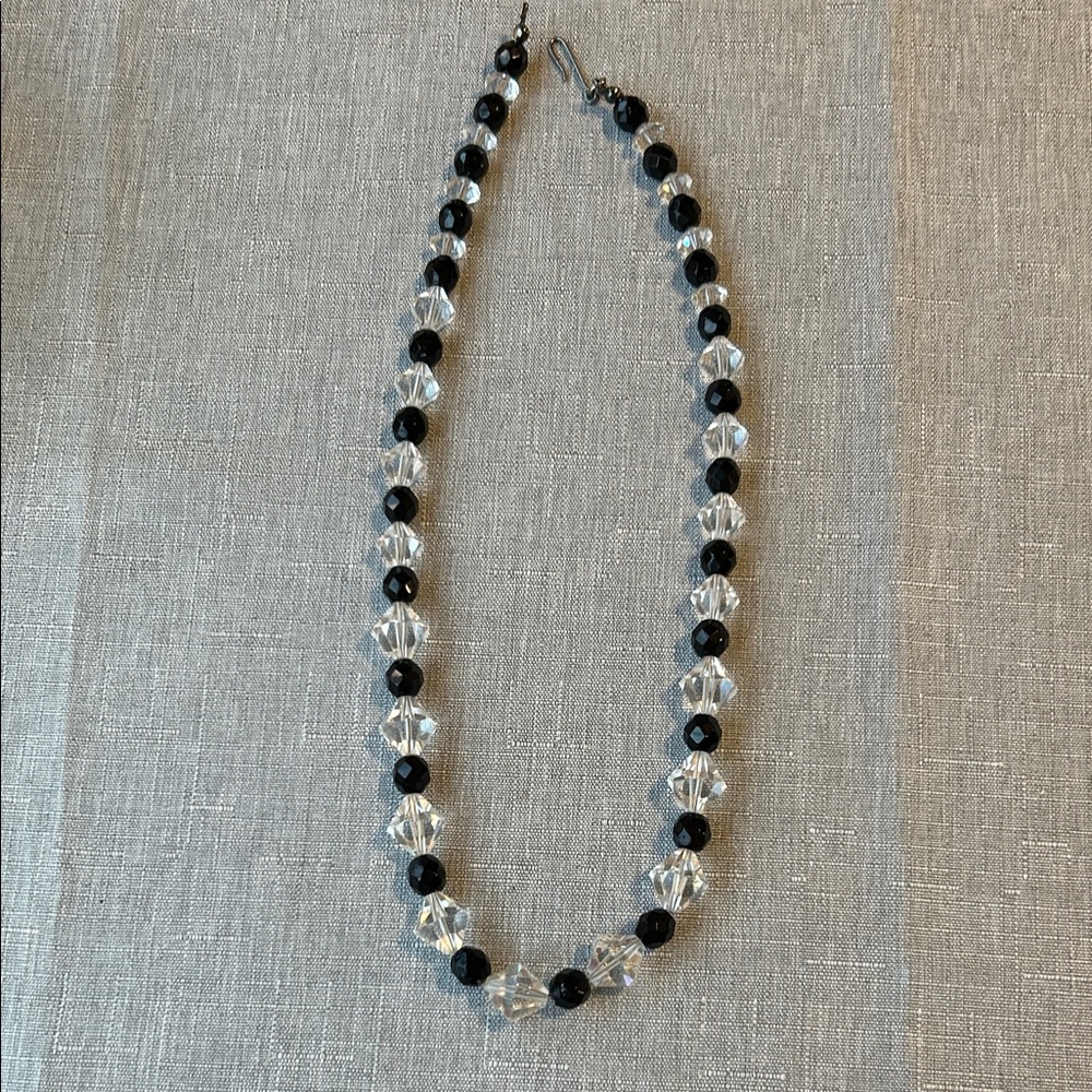 Elegant Black and Clear Beaded Necklace